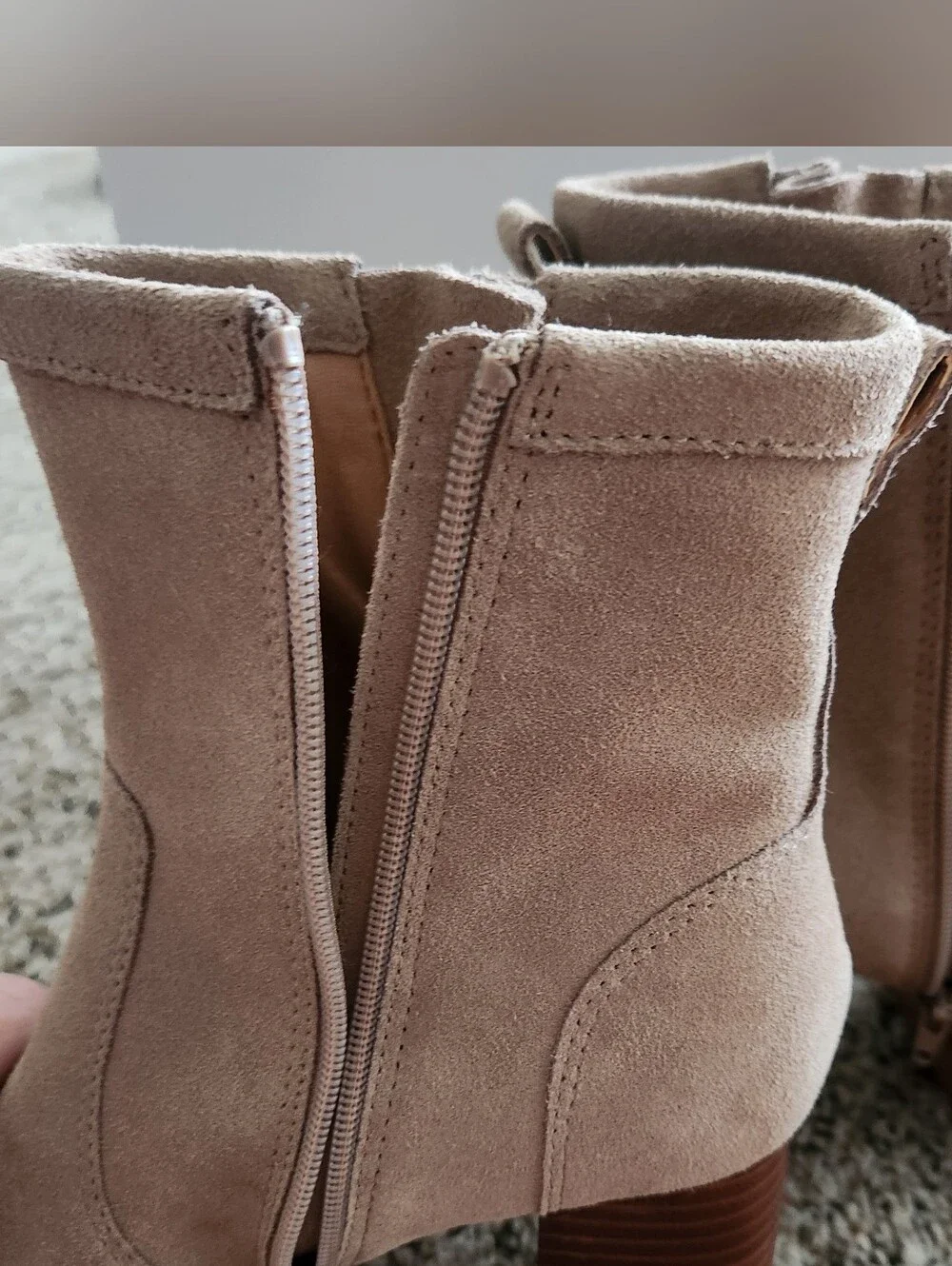 Steve Madden Summit Taupe Suede Platform Block Brown Heel Bootie Boot NEW